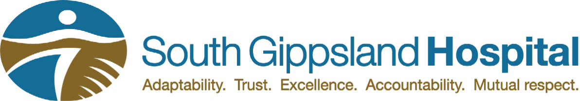 South Gippsland Hospital logo in blue and gold